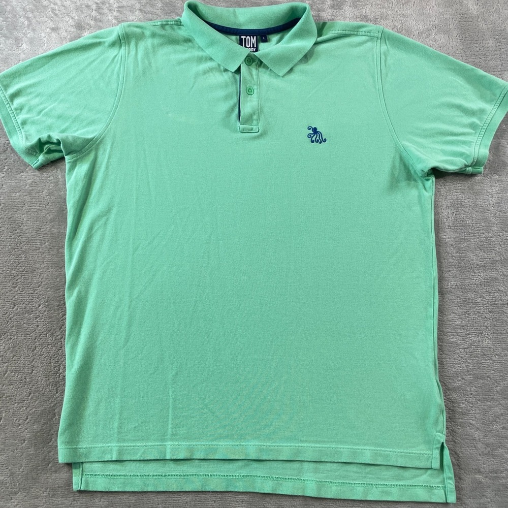 Tom Teddy Polo Shirt Men Large Mint Green Pima Pique Cotton Preppy Summer Resort
